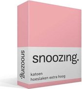 Snoozing - Katoen - Extra Hoog - Hoeslaken - Lits-jumeaux - 180x200 cm - Roze