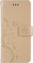 Bloemen Book Case - Samsung Galaxy S10 Hoesje - Goud