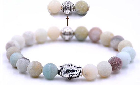 Mala Armband Natuursteen - Amazoniet Steen –Boeddha Bedel cm-19 cm - Rhylane®