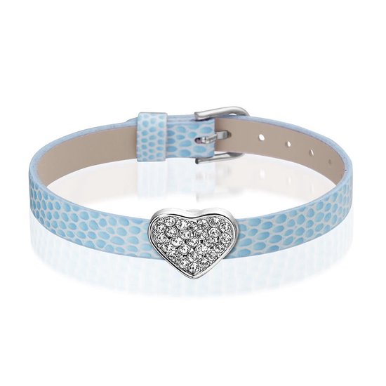 Bracelet Montebello Anass Bleu - Femme - Cuir PU - Charm - Coeur - Zircon - 20,5 cm