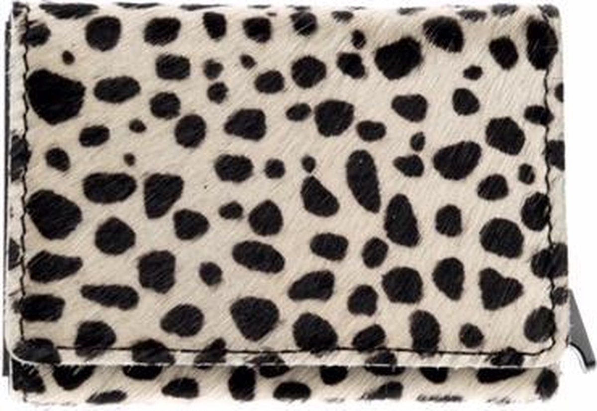 HIDE & SEEK RFID Cardprotector creditcardhouder-portemonnee-leer -ritsvak-zwart/wit baby cheetah