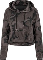 Women's camo cropped hoodie, Kleur Dark Camo, Maat XL