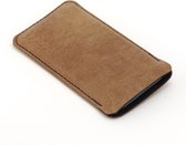 JACCET leren iPhone 7 Plus sleeve - Bruin volnerf leer met zwart wolvilt - Handmade in Nederland