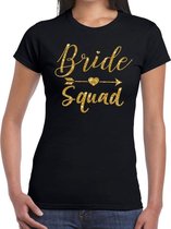 Bride Squad Cupido goud glitter t-shirt zwart dames XS
