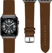 Bruine Lederen Apple horlogeband (42mm) zwarte adapter