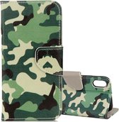 For iPhone X Camouflage patroon horizontaal Flip lederen hoesje met houder & Card Slots & Wallet