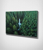 Plane In Forest Canvas - 100 x 70 cm - Landschap - Schilderij - Canvas - Slaapkamer - Wanddecoratie  - Slaapkamer - Foto op canvas