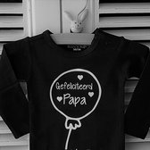 Baby Rompertje met tekst zwart met tekst opdruk Gefeliciteerd papa! | lange mouw | zwart wit | maat 62/68 cadeau  verjaardag