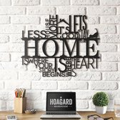Muurteksten - Huis - "HOME IS" Quotes Metal Wall Art | 61cm x 48cm - Hoagard | Metalen Wanddecoratie  | Geometrisch Ontwerp  | Typografische Inspirerende Citaten & Zinnen muurkunst