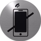 RVS deurbordje pictogram: verboden te bellen | 5 jaar garantie | ROND 82mm Ø | Zelfklevend | Plakstrip