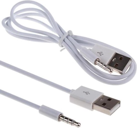 USB 2.0 male naar 3.5mm Audio AUX male Kabel – Wit – 1M | bol.com