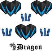 Darts Set - 9 stuks Vista-X - darts flights - super stevig - aqua - dartflights - dart flights - inclusief 9 stuks - flight protectors