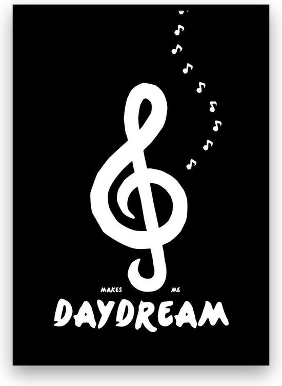 Poster: Music makes me daydream - A4 - Zwart-wit