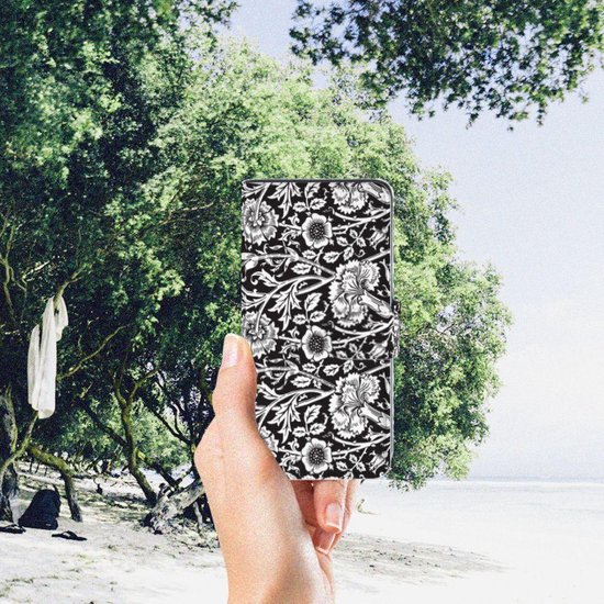 Portefeuille Xiaomi Redmi 7A Etui pour Téléphone Fleurs Noires