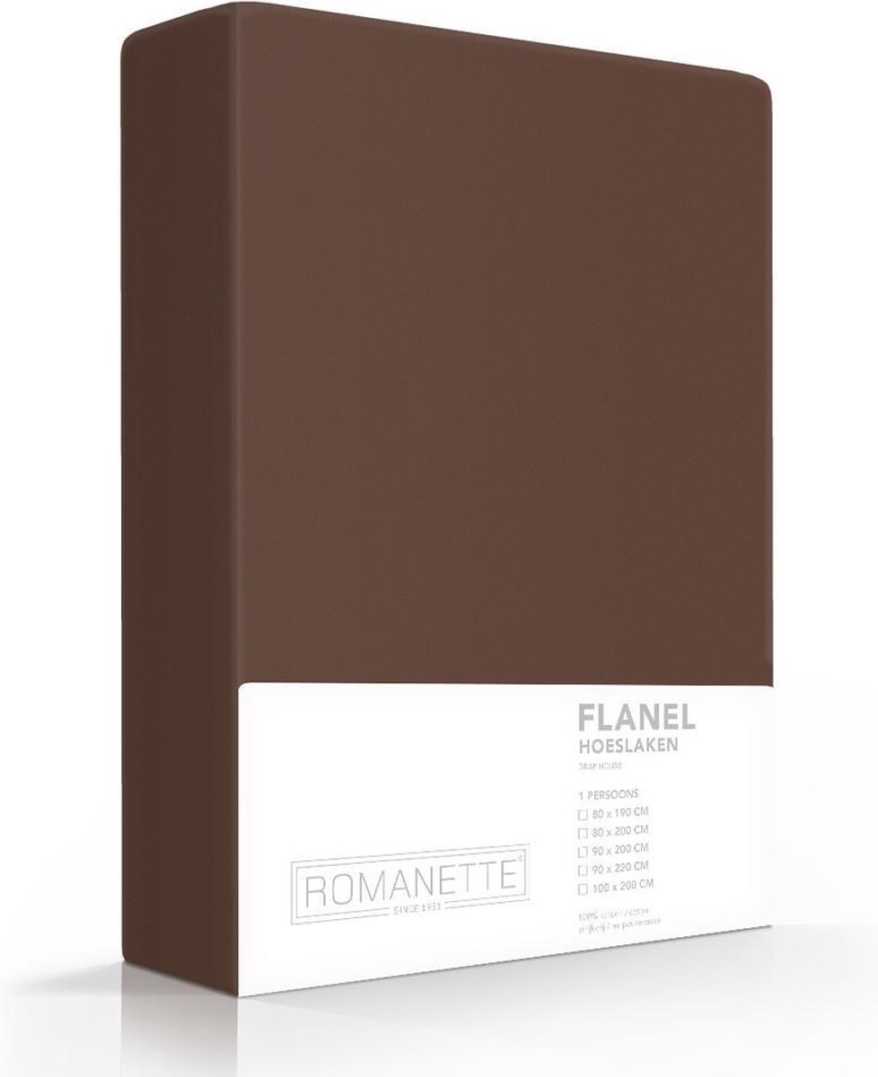 Romanette luxe flanellen hoeslaken - taupe - lits-jumeaux extra lang (180x220 cm)