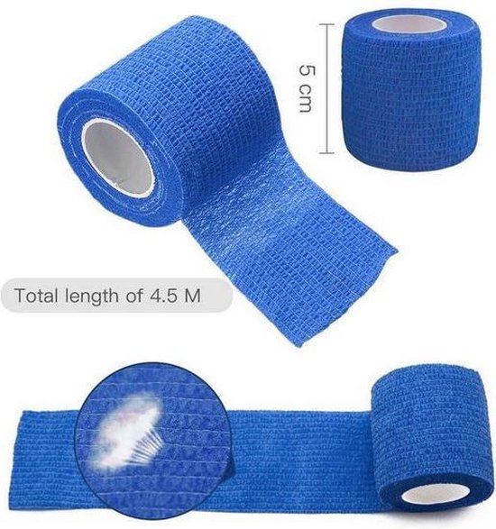 4 rollen zelfklevende elastische bandage tape blauw