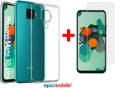 Epicmobile - Huawei Mate 30 Lite Transparant Silicone hoesje + Screenprotector - Tempered Glass - Combideal