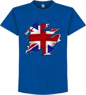 Groot Brittannië Ripped Flag T-Shirt - Blauw - S