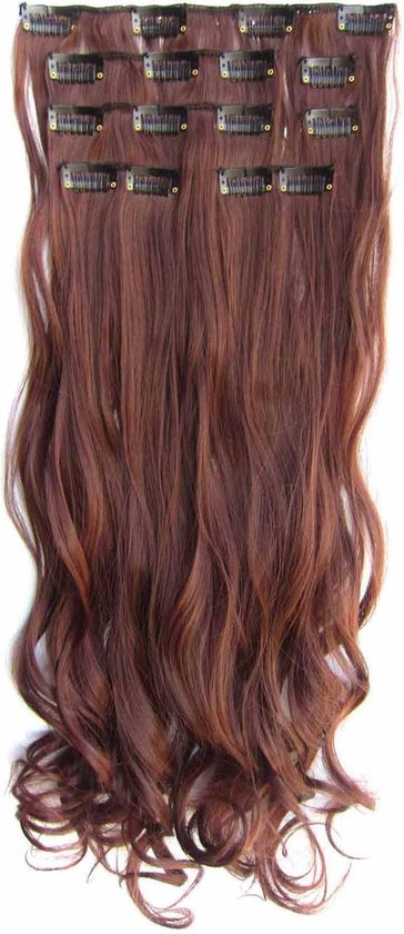 Clip in hairextensions 7 set wavy rood - 33#