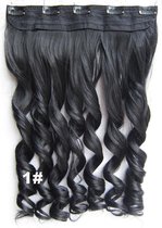 Clip in hairextensions 1 baan wavy zwart - 1#