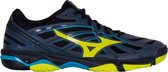 Mizuno Wave Hurricane 3 Sportschoenen - Maat 44 - Mannen - zwart/ grijs/ geel/ blauw