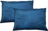 Sierkussen Fluweel Indigo Blauw 40x60 cm Set van 2 kussens