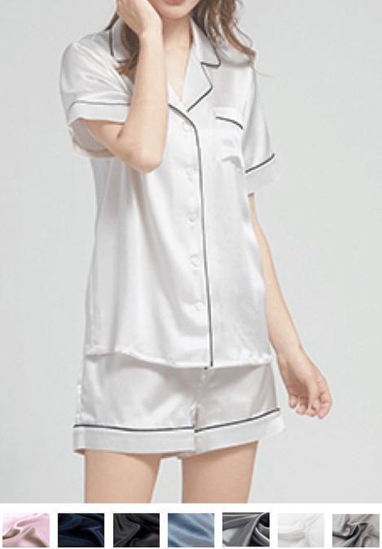 Dames zijden pyjama set (korte mouwen, korte broek) | bol.com