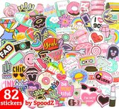 Stickers 82 stuks mix meisjes | laptopstickers vinyl kind hartjes neon ST08