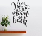 Muursticker - I Love You To The Moon And Back - Zwart 58x84