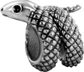 Quiges - Aanschuif Charm Bedel RVS Zilverkleurig Slang voor Leren Armbanden - EHCR050