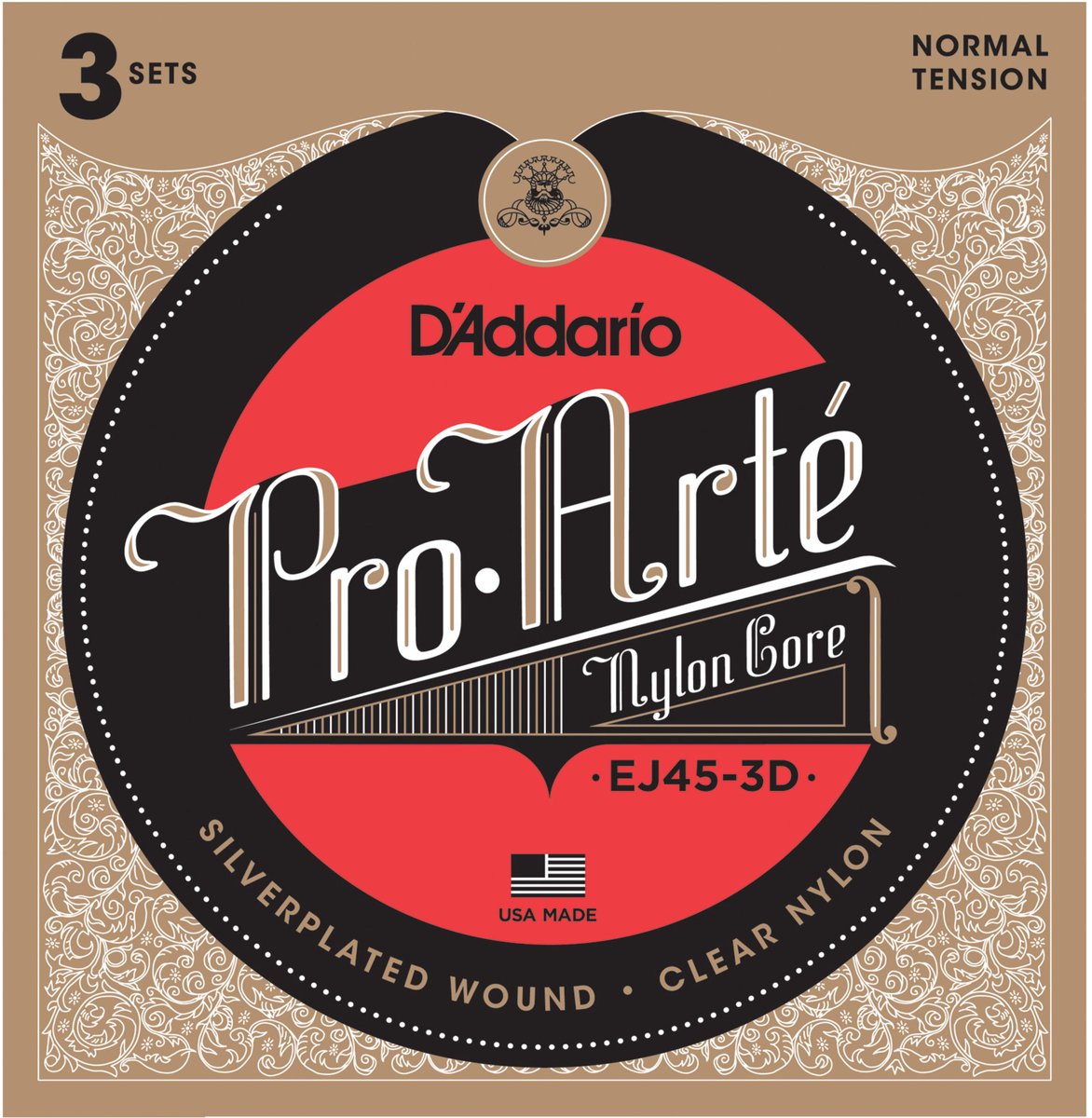 D'Addario EJ45-3D 3 sets snaren Klassieke Gitaar - Normal Tension in 3 Pack