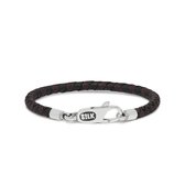 SILK Jewellery - Zilveren Armband - Roots - 830BBR.23 - bruin/zwart leer - Maat 23