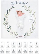 Lulujo Baby's First Year - swaddle & cards - Hello World