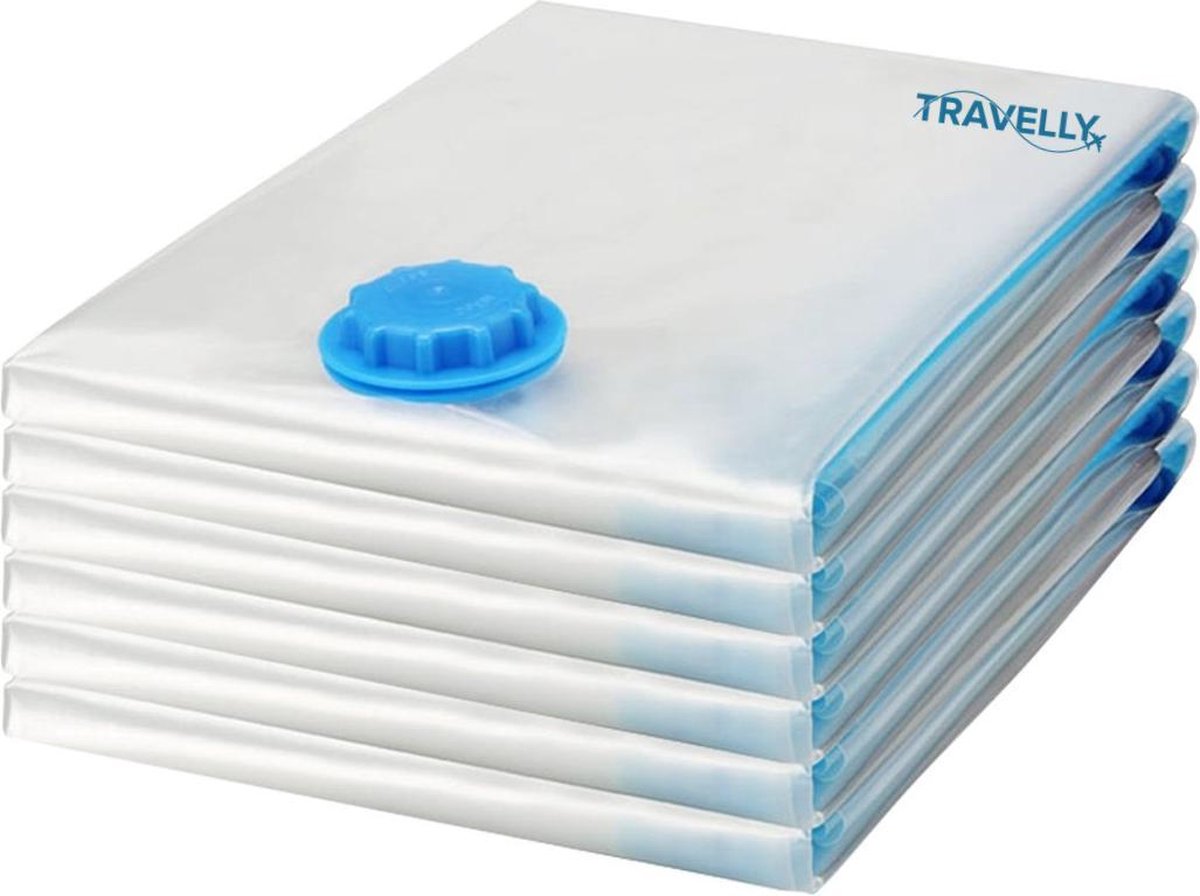 TRAVELLY Vacu m Opbergzak XL - Herbruikbaar - 80 x 110 cm - Reiszakken - Vacu mzakken - Extra Sterk