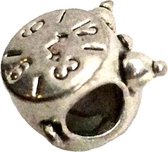 Verzilverde bead, -Clock- ca 12mm-( past op Pandora)