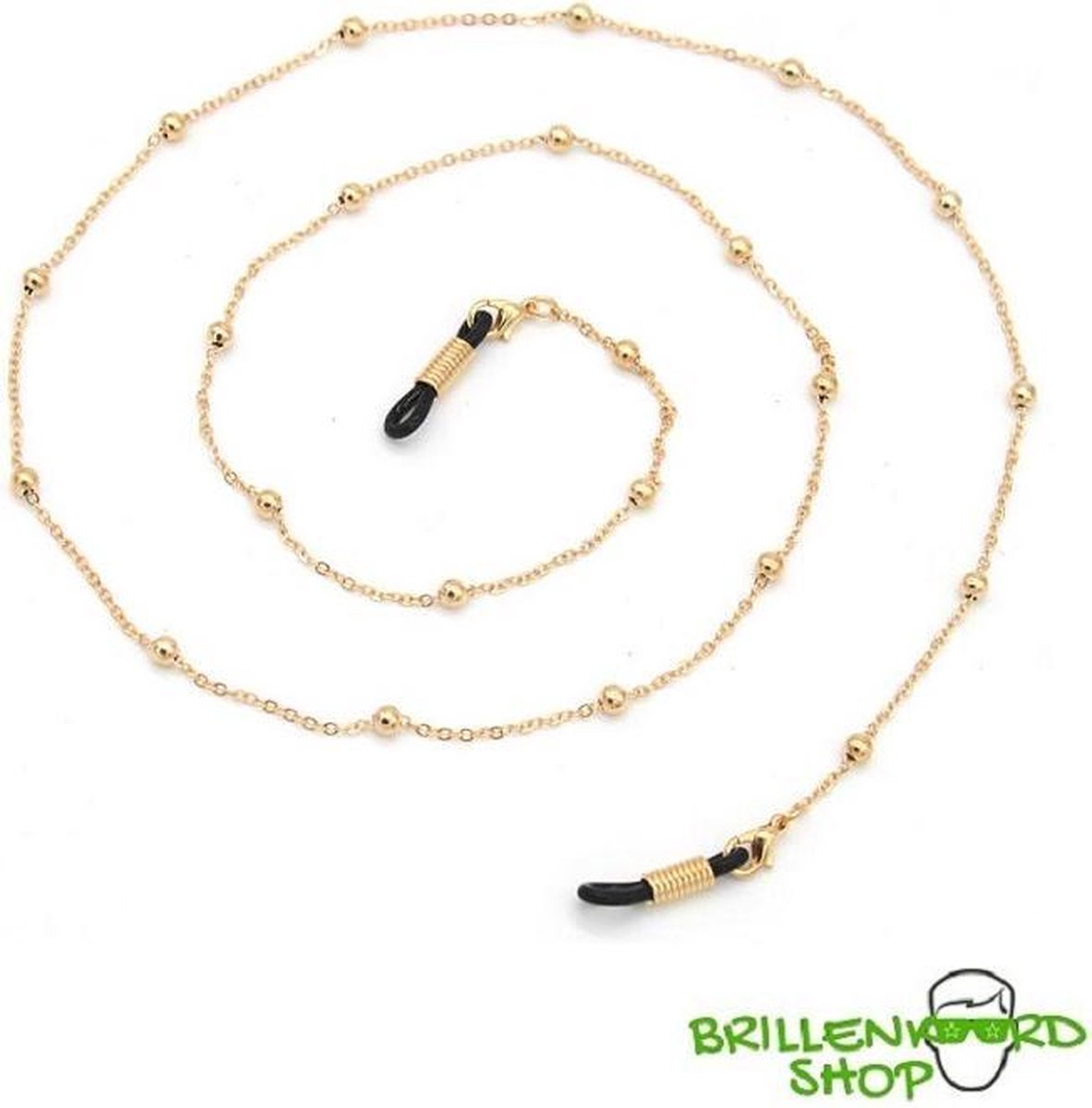 Brilketting brillenketting ketting voor bril goud met bolletjes