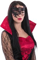CARNIVAL TOYS - Zwart en rood half masker met ketting voor vrouwen - Maskers > Half maskers