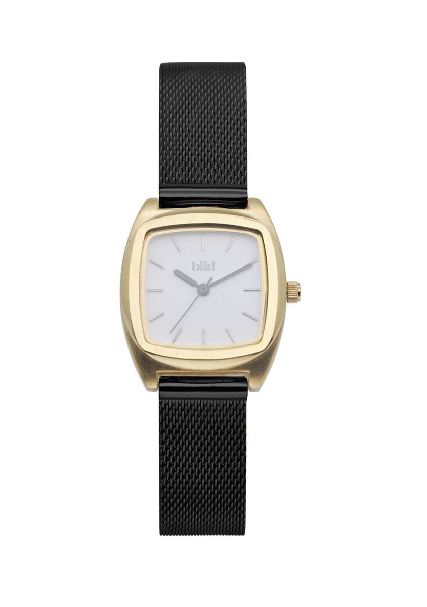 IKKI VINCI VN07 Dames Horloge – RVS - 3ATM Waterdicht - Zwart - Gold
