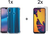 Huawei p20 lite hoesje shock proof case hoes hoesjes cover transparant - 2x Huawei P20 Lite Screenprotector