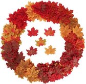 Decoratie herfstbladeren - 100 stuks Esdoorn bladeren - 5 verschillende kleuren nep bladeren