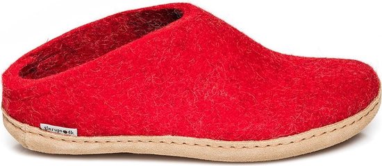 Glerups Slipper met leren zool-Rood-39