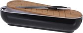 Zwarte kunststof brood trommel met plank en mes 40 cm - broodtrommel