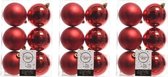 18x Kerst rode kunststof kerstballen 8 cm - Mat/glans - Onbreekbare plastic kerstballen - Kerstboomversiering kerst rood