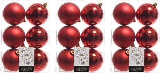 Decoris Kleine Kerstballen - 16x St - Rood - 4 Cm - Kunststof