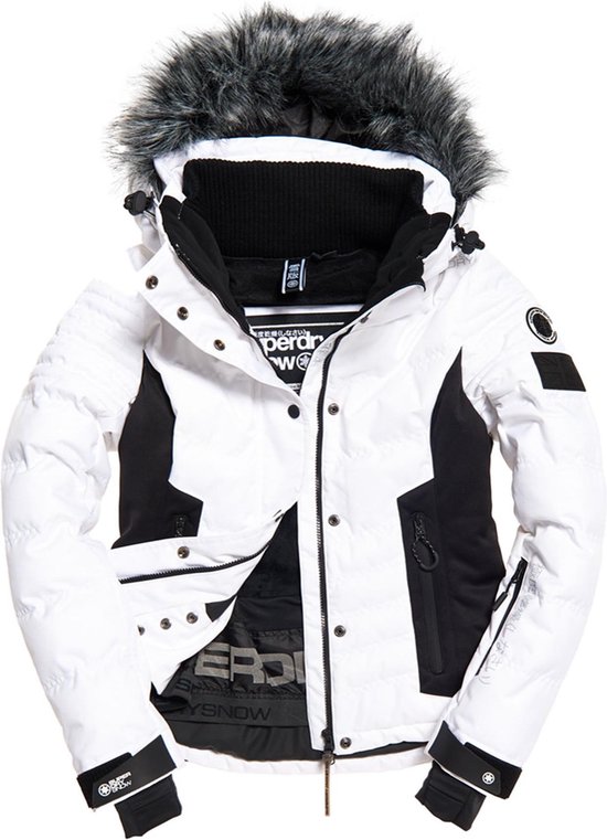 Superdry Luxe Snow Puffer Wintersportjas - Maat XL - Vrouwen - wit/ zwart |  bol.com