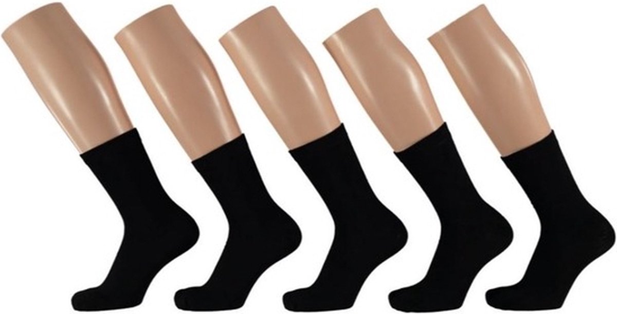 5 Paar zwarte sokken voor kinderen - Basic sokken zwart - Kindersokken 23-26 - Apollo