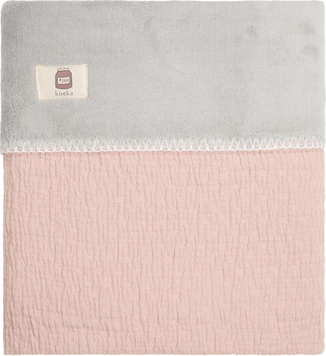 Koeka Wiegdeken Elba Teddy - dusty pink/silver grey 75x100cm