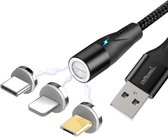 DrPhone 3-in-1 Lightning/Micro USB/Type-C 360 Magnetische 3A USB-kabel - Snel opladen + Dataoverdracht