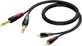 Procab CLA631 2x 6,35mm Jack mono - Tulp stereo 2RCA kabel - 5 meter