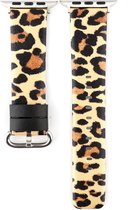 SmartphoneClip® Leer leopard Bandje geschikt voor Apple Watch 42mm, 44mm, 45mm, en 49 mm (alle generaties)